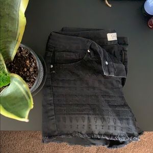 Black embroidered shorts
